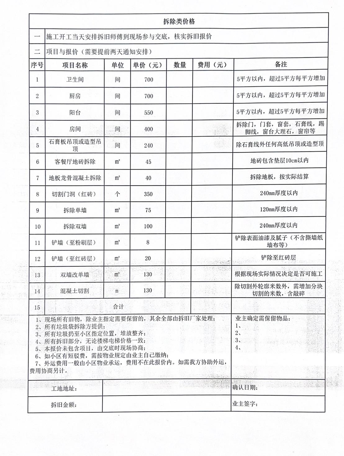 墙面拆除多少钱一平方？装修砸墙怎么收费